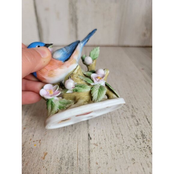 Lefton China bluebird KW464 Vintage bird flower statue figure - Picture 4 of 9